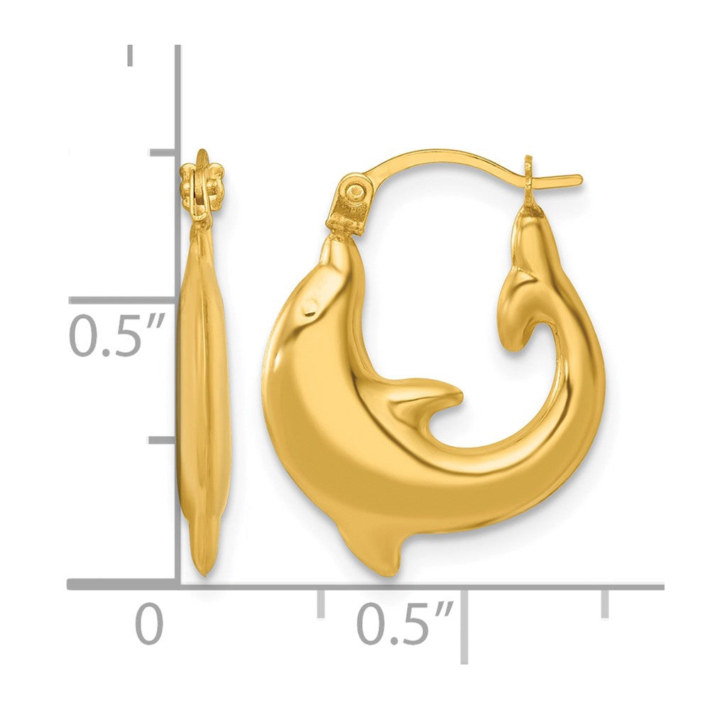 14k Polished Dolphin Hoop Earrings