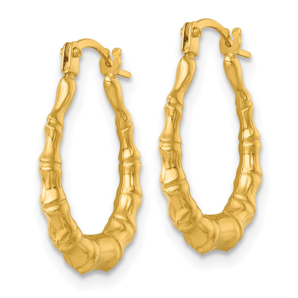 14k Polished Bamboo Hoop Earrings