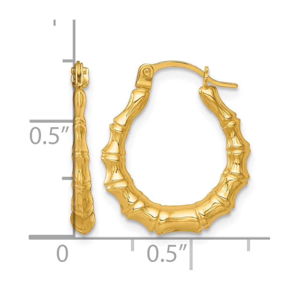 14k Polished Bamboo Hoop Earrings