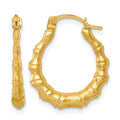 14k Polished Bamboo Hoop Earrings