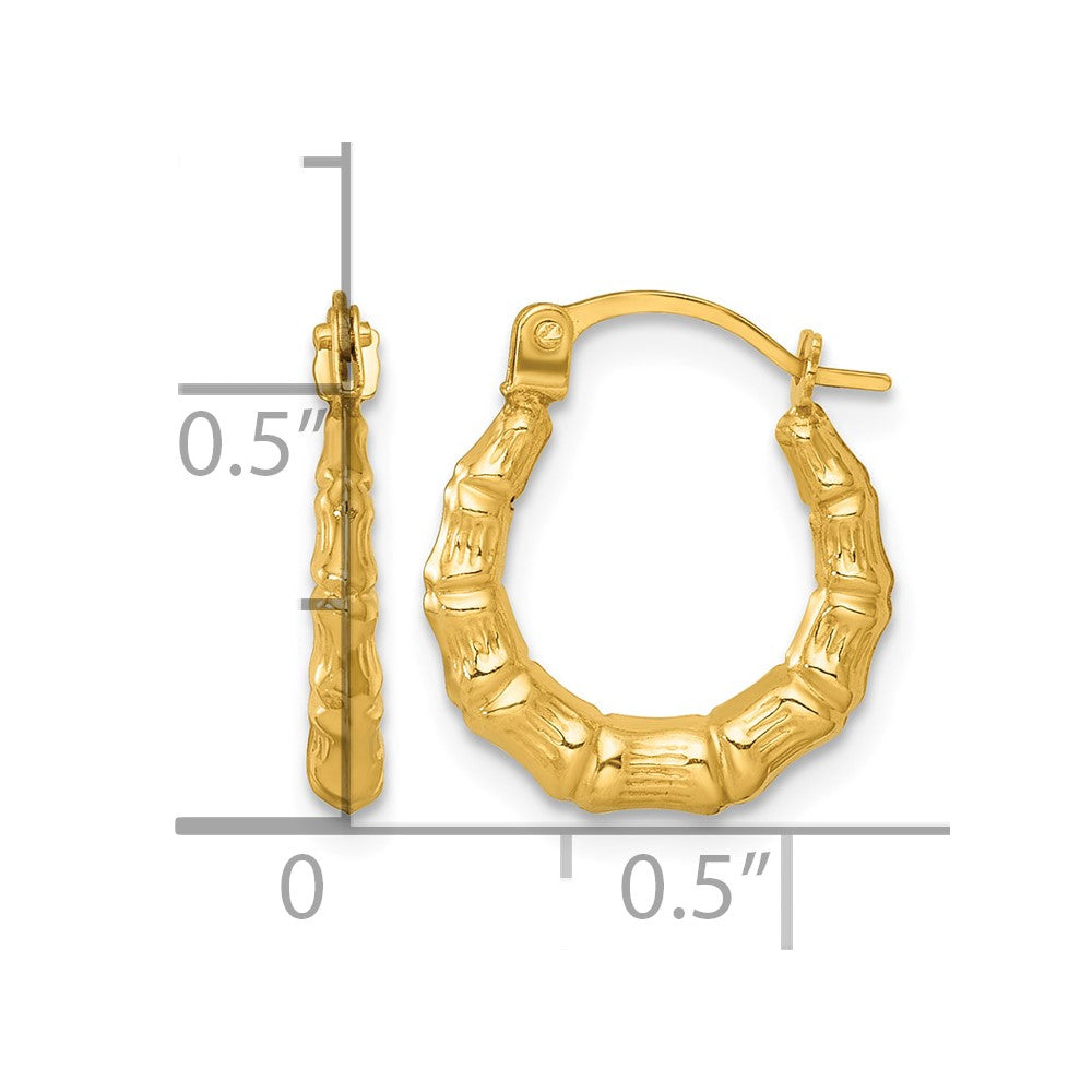 14k Polished Bamboo Hoop Earrings
