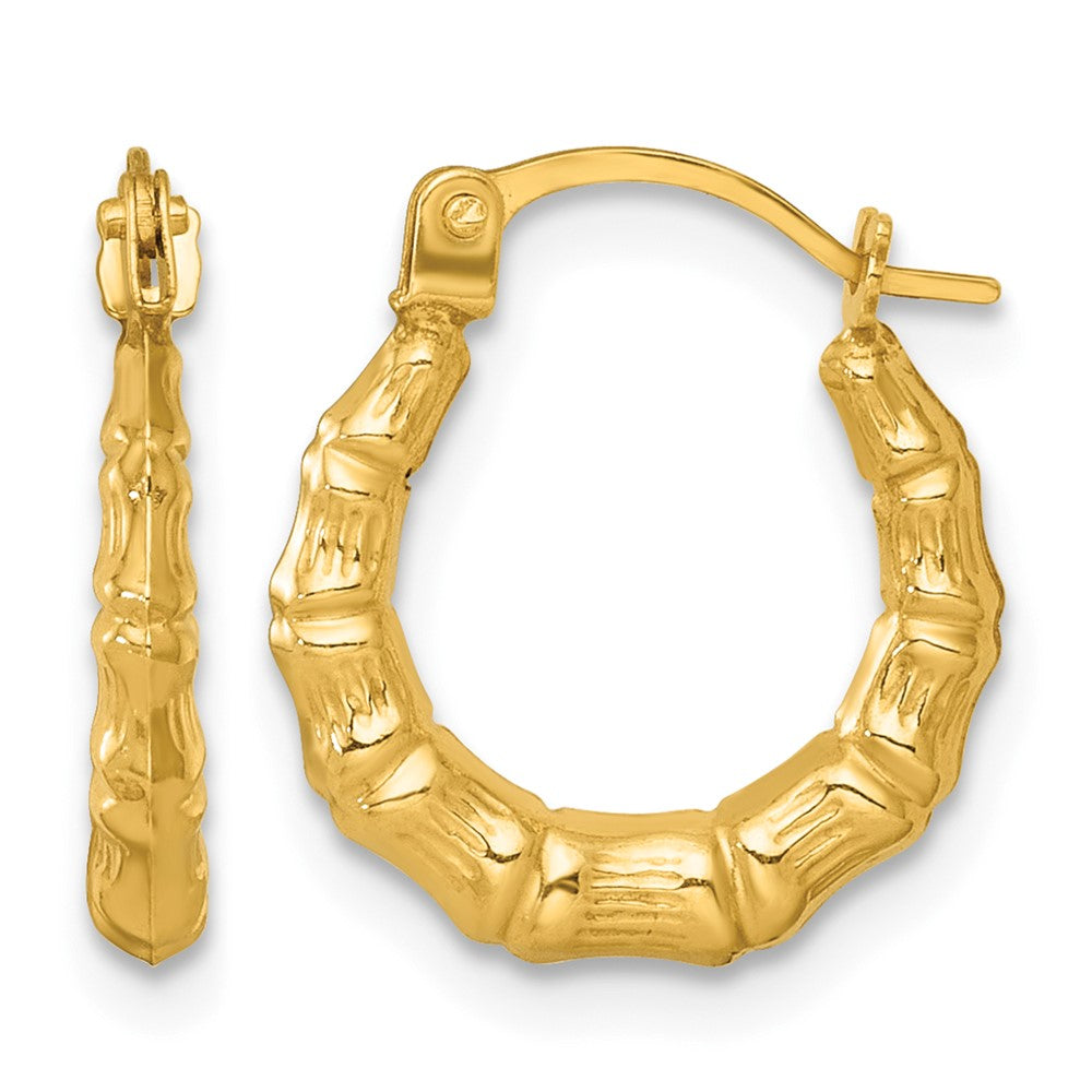 14k Polished Bamboo Hoop Earrings