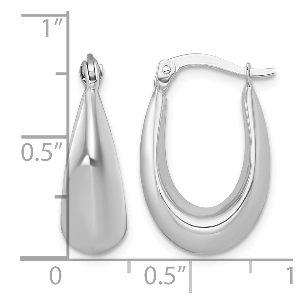 14k White Gold Polished Tapered Hoop Earrings