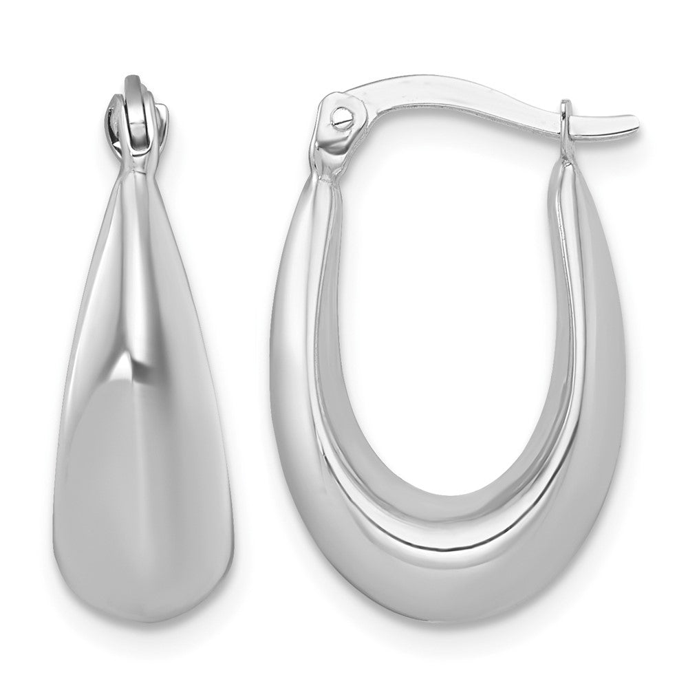 14k White Gold Polished Tapered Hoop Earrings