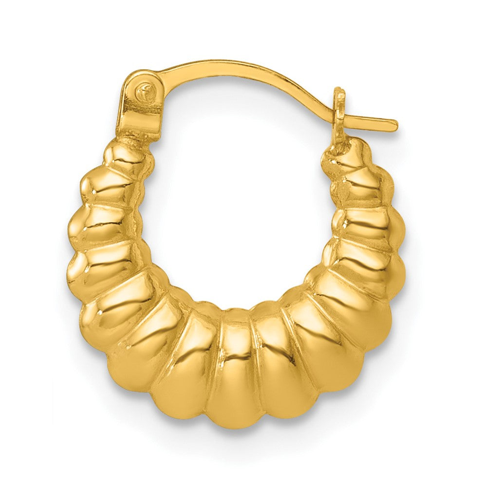 Single 14k Polished and Grooved Scalloped Hoop Earring