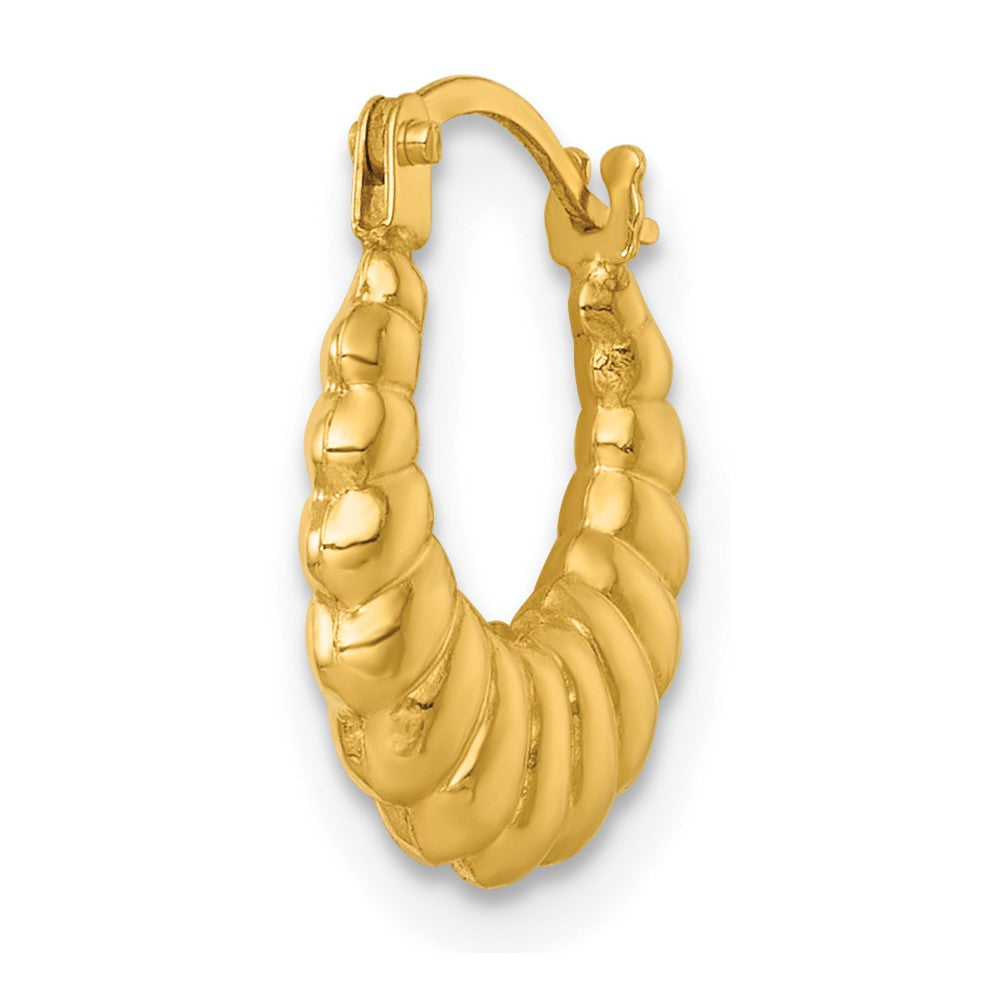 Single 14k Polished and Grooved Scalloped Hoop Earring