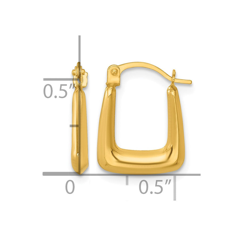 14k Polished 2.25mm Square Hoop Earrings