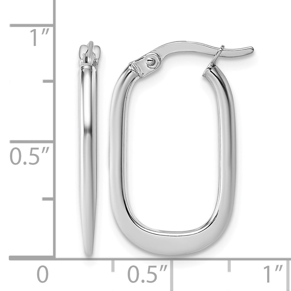 14k White Gold Polished Oval Hoop Earrings