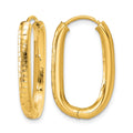 14k Polished and Grooved Oval Hinged Hoop Earrings