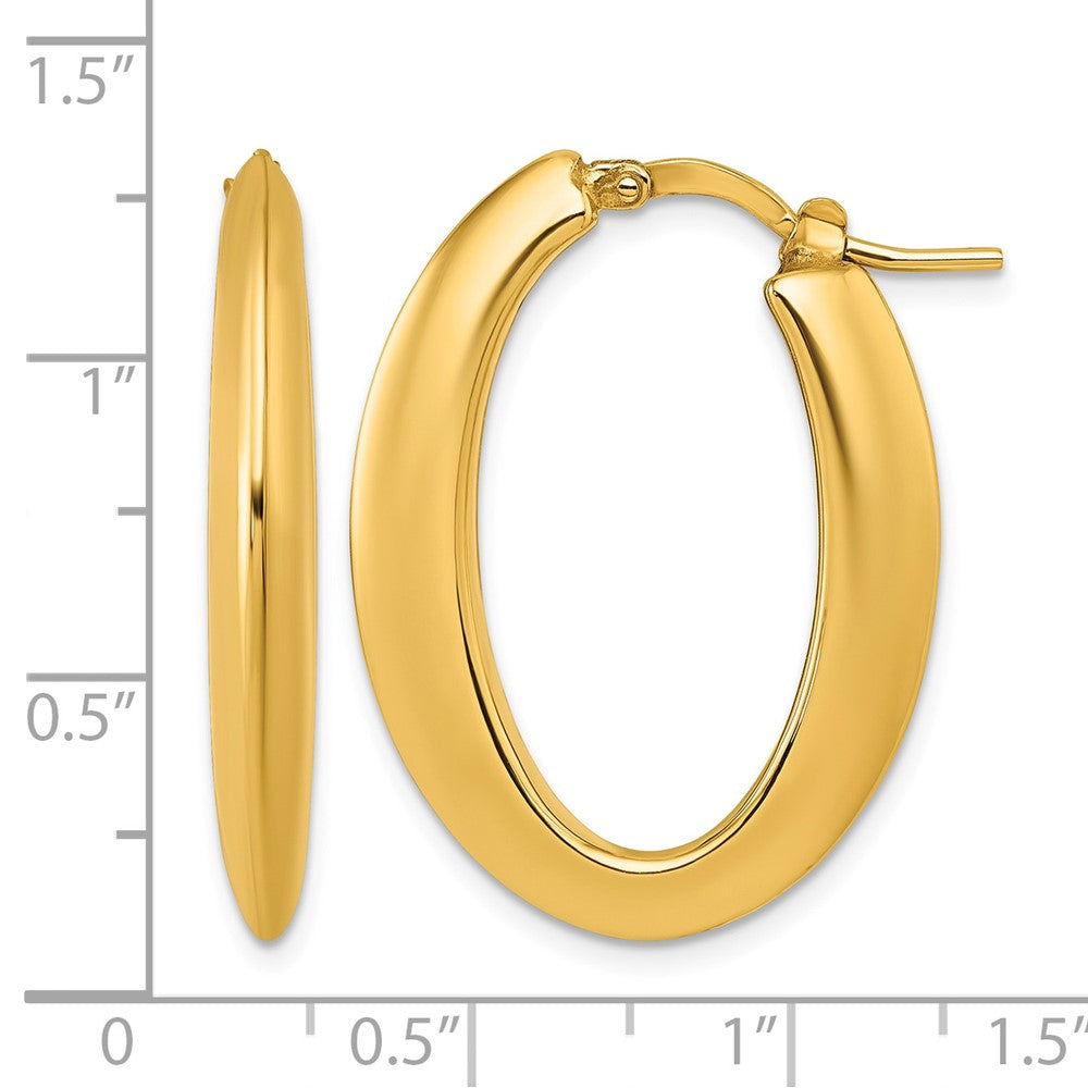 14k Polished Oval Hoop Earrings
