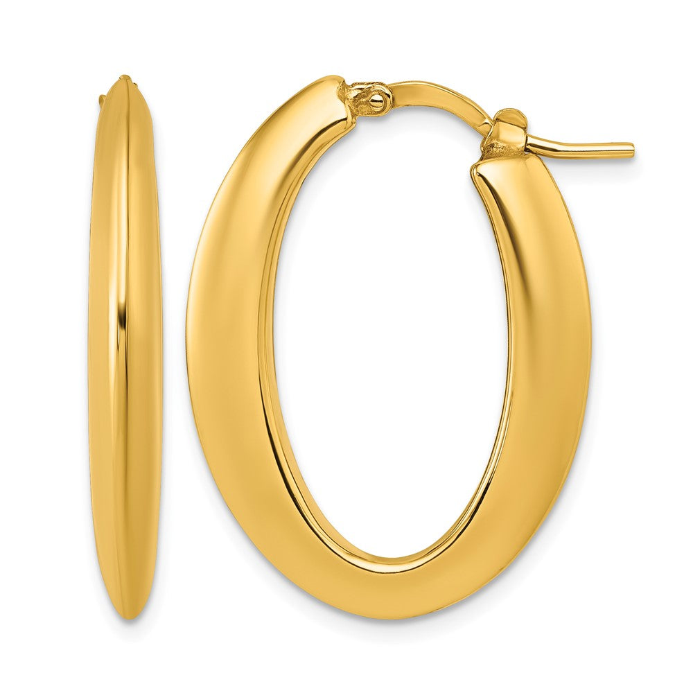 14k Polished Oval Hoop Earrings
