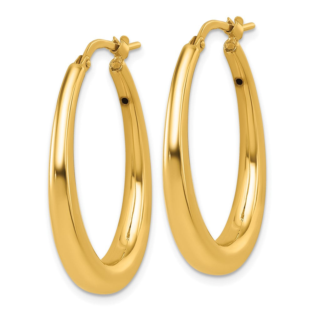 14k Polished Oval Hoop Earrings