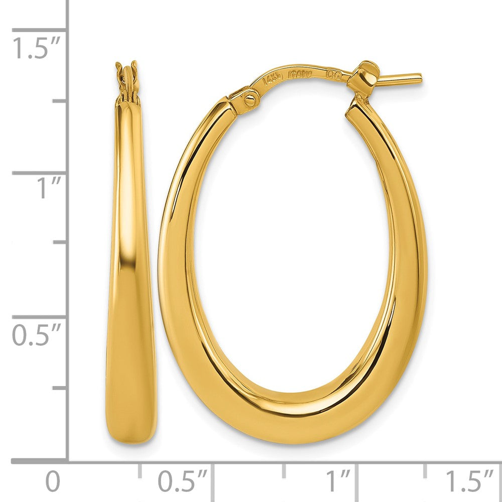 14k Polished Oval Hoop Earrings