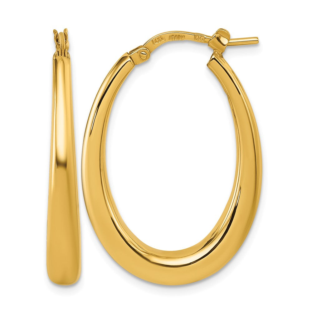 14k Polished Oval Hoop Earrings
