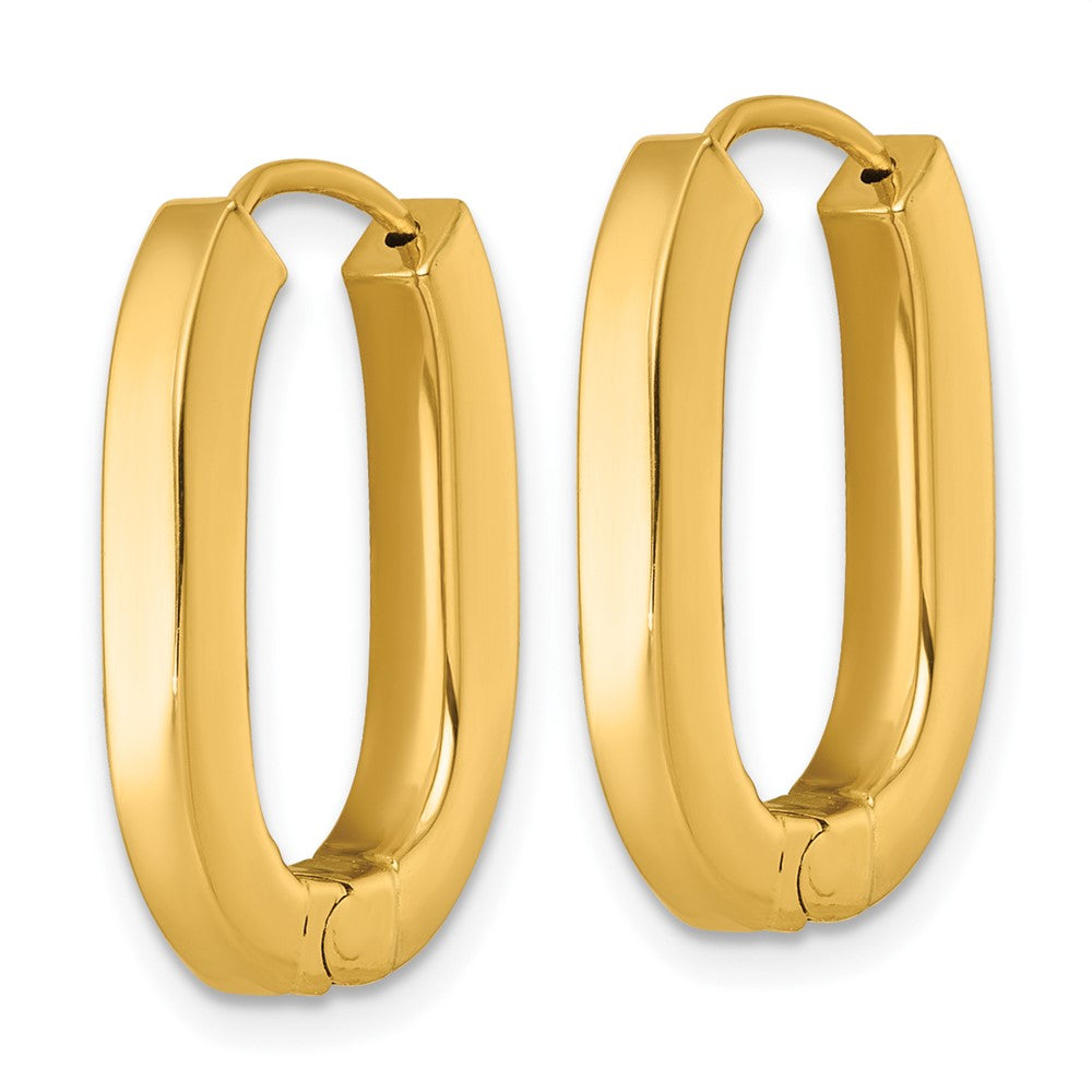 14k Polished Oval Square Tube Hinged Hoop Earrings