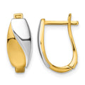 14k w/White Rhodium Polished Hinged Hoop Earrings
