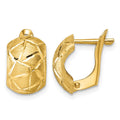 14k Polished & Brushed Diamond-cut Hinged Hoop Earrings