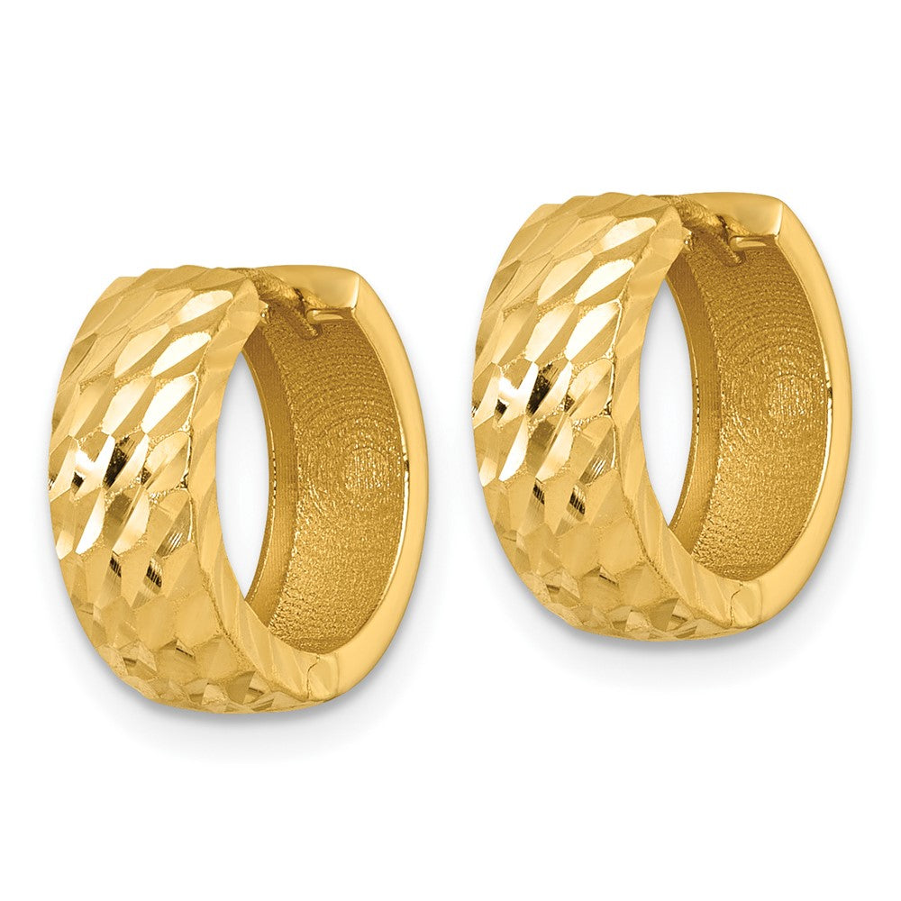 14k Polished Diamond-cut Hinged Hoop Earrings