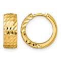14k Polished Diamond-cut Hinged Hoop Earrings
