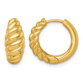 14k Polished Twisted Tapered Hinged Hoop Earrings