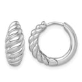 14k White Gold Polished Twisted Tapered Hinged Hoop Earrings