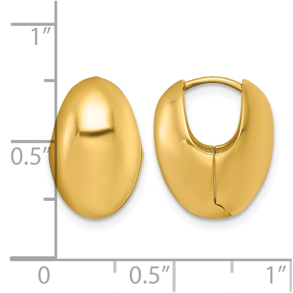 14k Polished Puffed Oval Hoop earrings