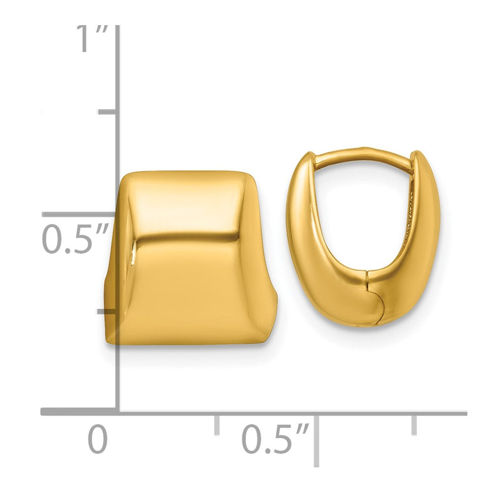 14k Polished Puffed Square Hoop Earrings