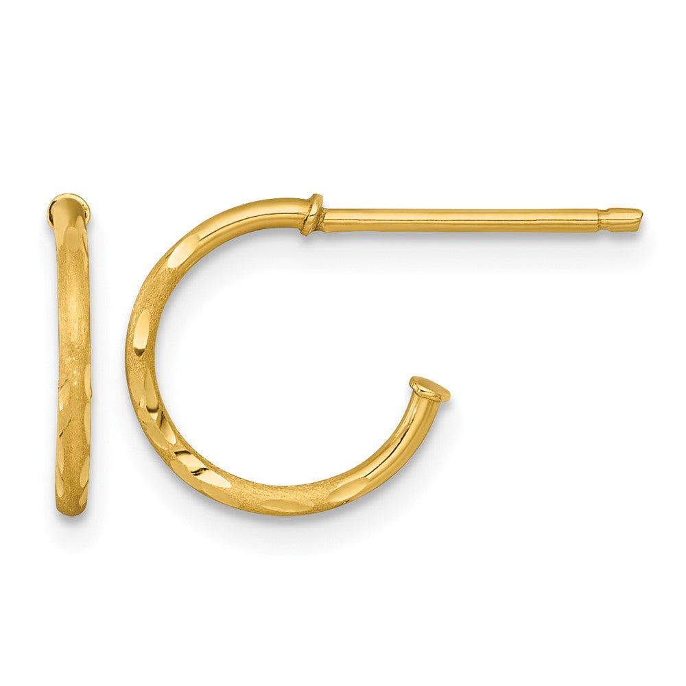 14k 1.2 x 12mm Diamond-cut Post Hoop Earrings