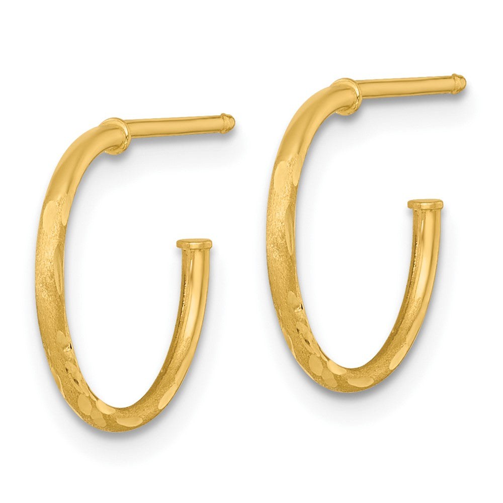 14k 1.2 x 14mm Diamond-cut Post Hoop Earrings