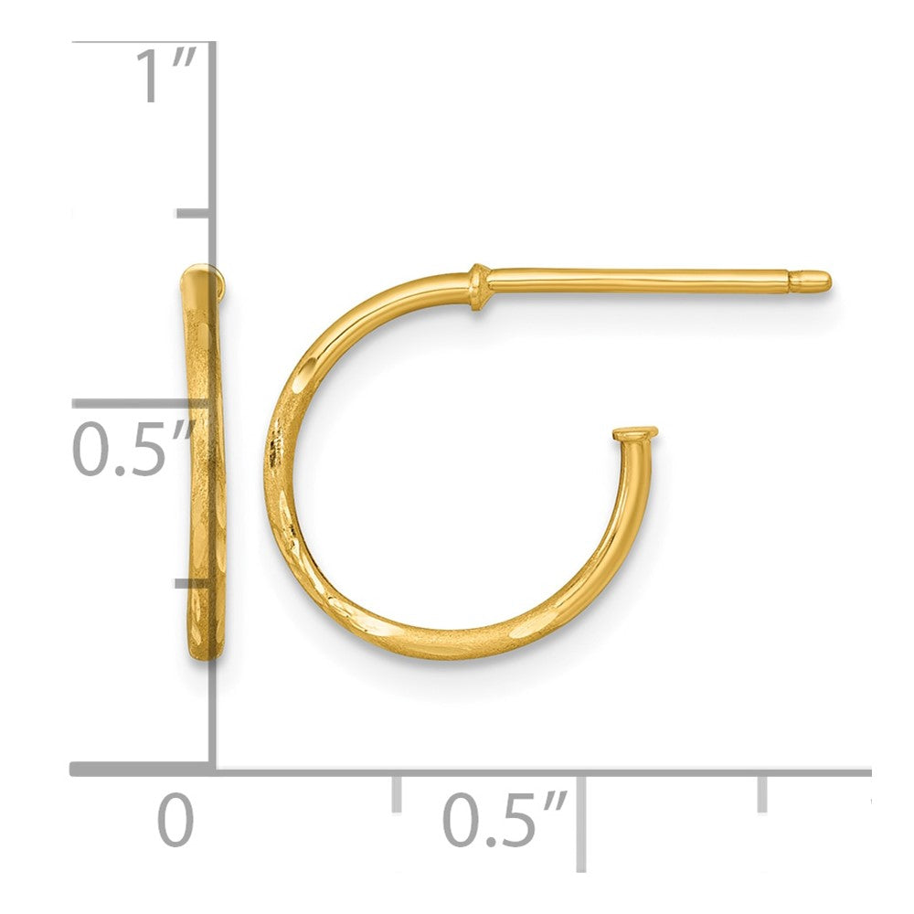 14k 1.2 x 14mm Diamond-cut Post Hoop Earrings