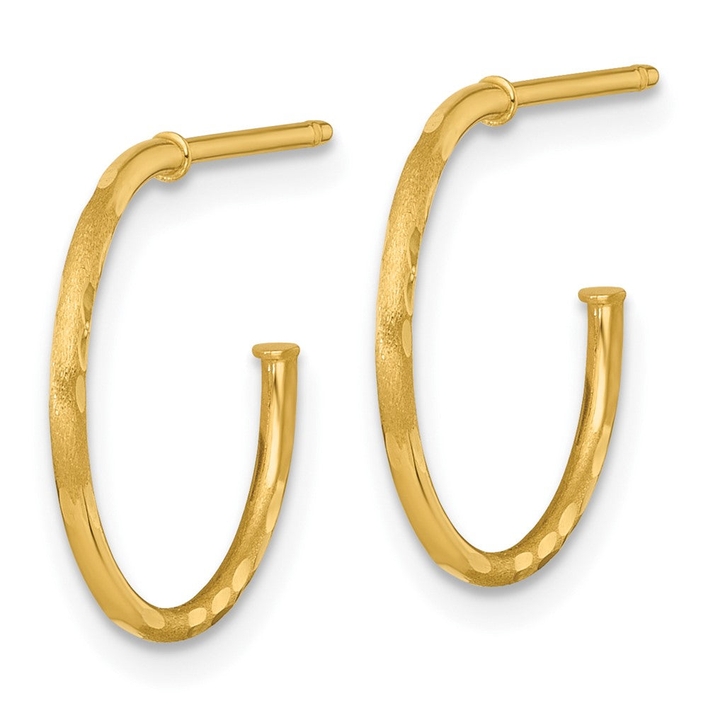 14k 1.2 x 16mm Diamond-cut Post Hoop Earrings