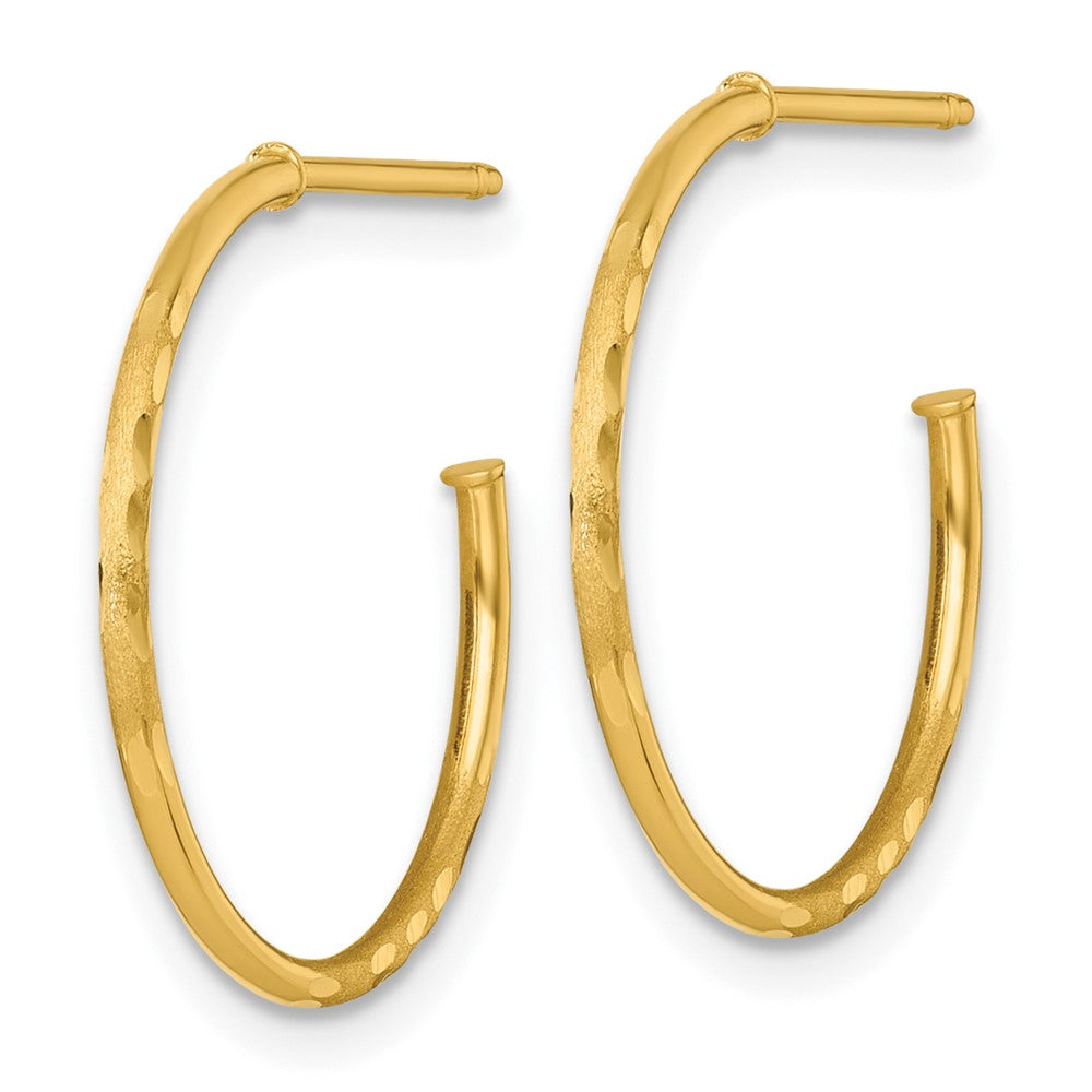 14k 1.2 x 20mm Diamond-cut Post Hoop Earrings