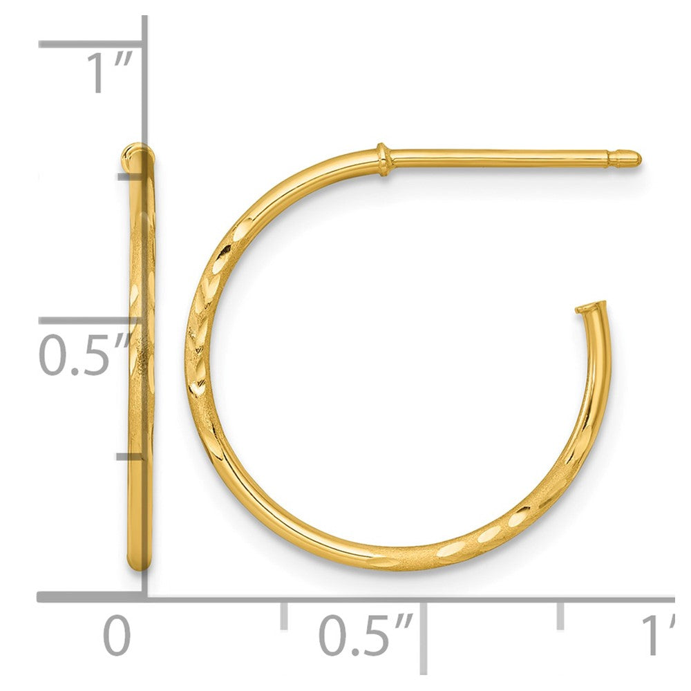 14k 1.2 x 20mm Diamond-cut Post Hoop Earrings
