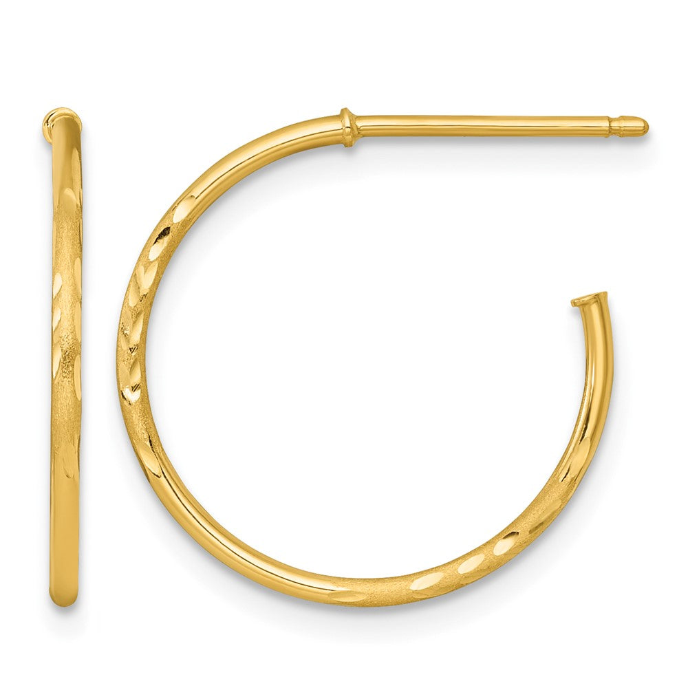 14k 1.2 x 20mm Diamond-cut Post Hoop Earrings