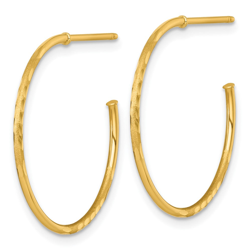 14k 1.2 x 25mm Diamond-cut Post Hoop Earrings