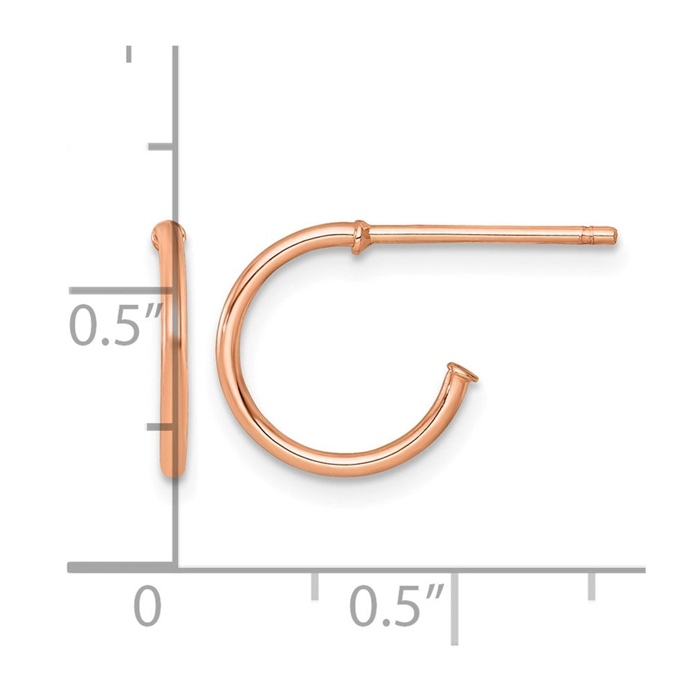 14k Rose Gold 1.2 x 12mm Polished Post Hoop Earrings