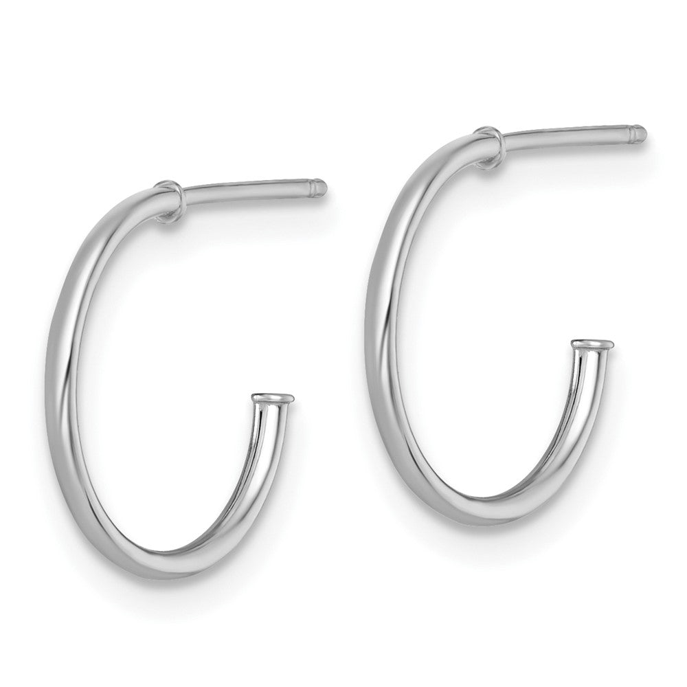 14k White Gold 1.2 x 14mm Polished Post Hoop Earrings