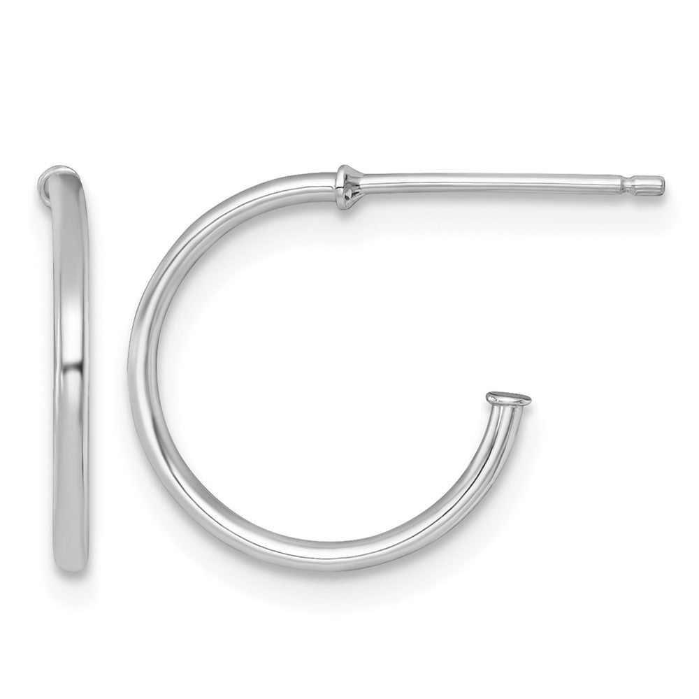 14k White Gold 1.2 x 14mm Polished Post Hoop Earrings