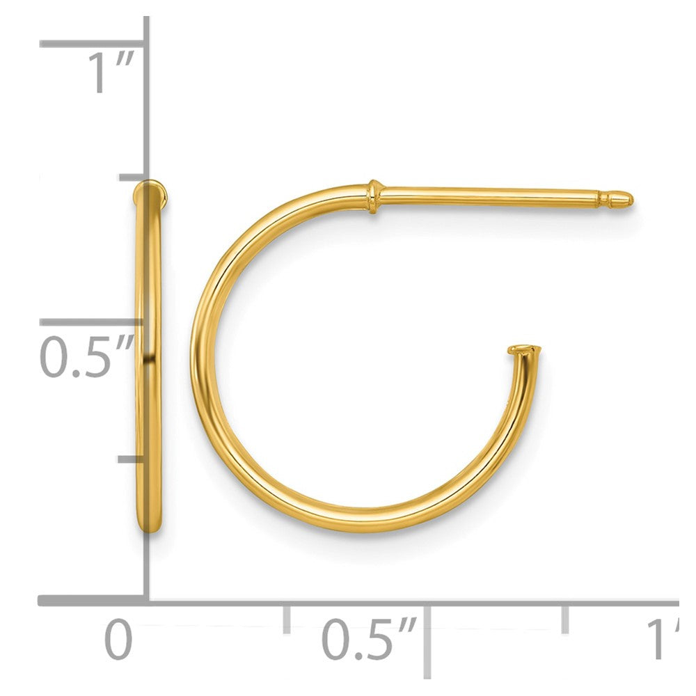 14k 1.2 x 16mm Polished Post Hoop Earrings