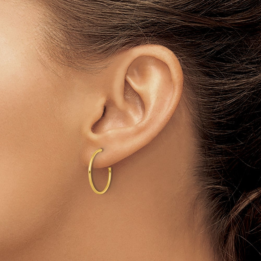 14k 1.2 x 20mm Polished Post Hoop Earrings