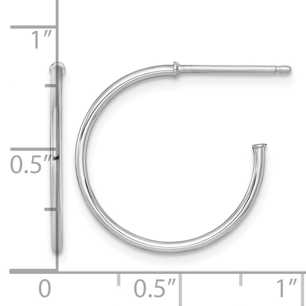 14k White Gold 1.2 x 20mm Polished Post Hoop Earrings