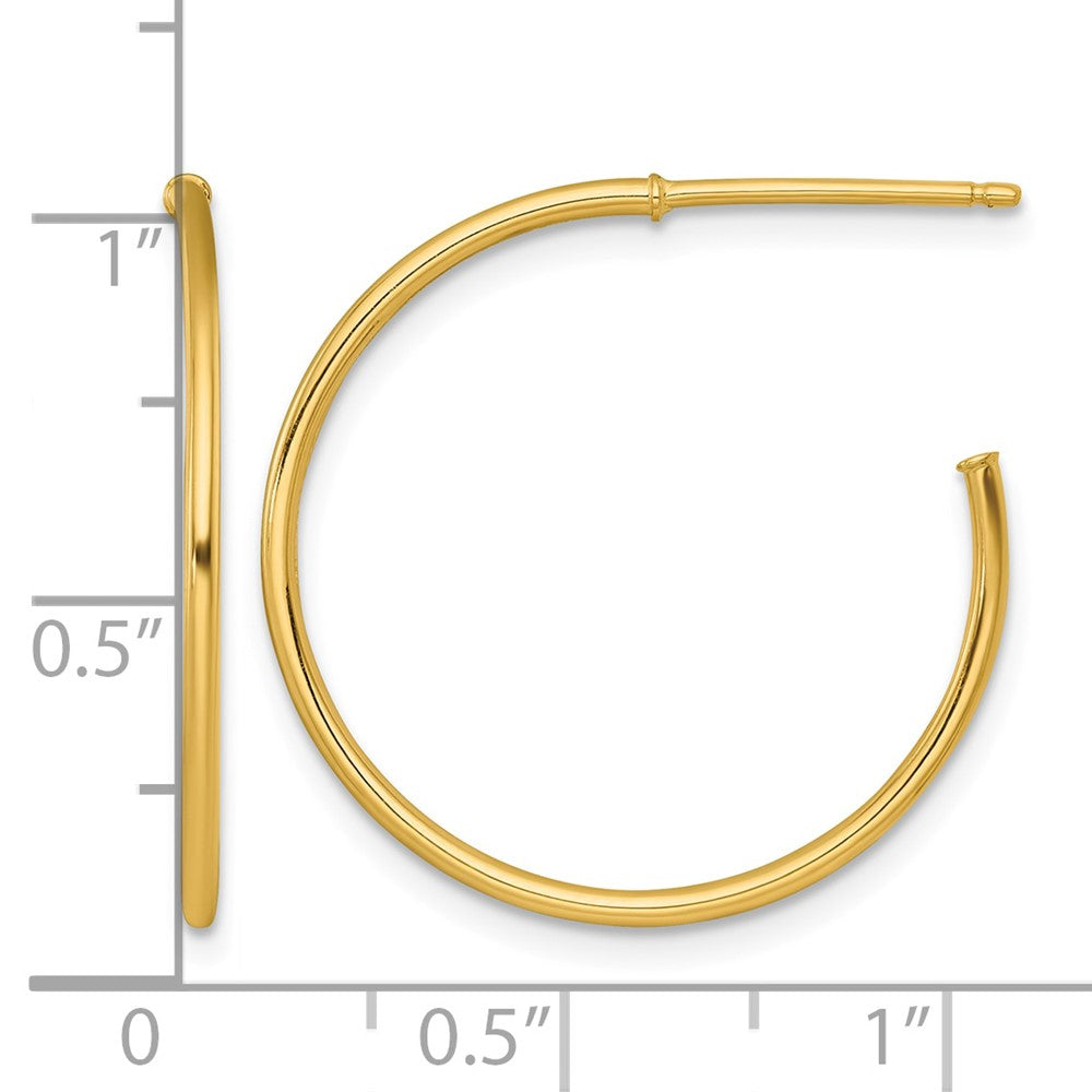14k 1.2 x 25mm Polished Post Hoop Earrings