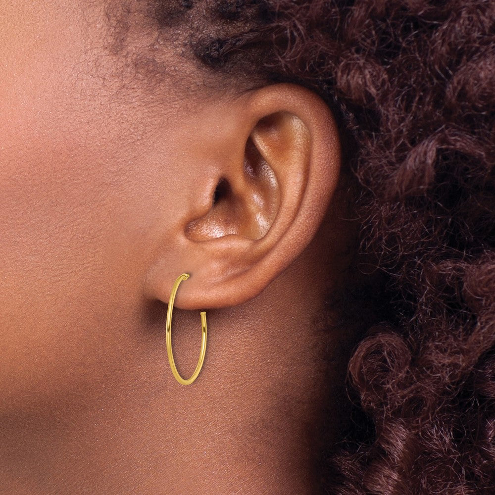 14k 1.2 x 25mm Polished Post Hoop Earrings