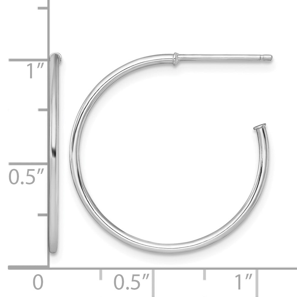 14k White Gold 1.2 x 25mm Polished Post Hoop Earrings