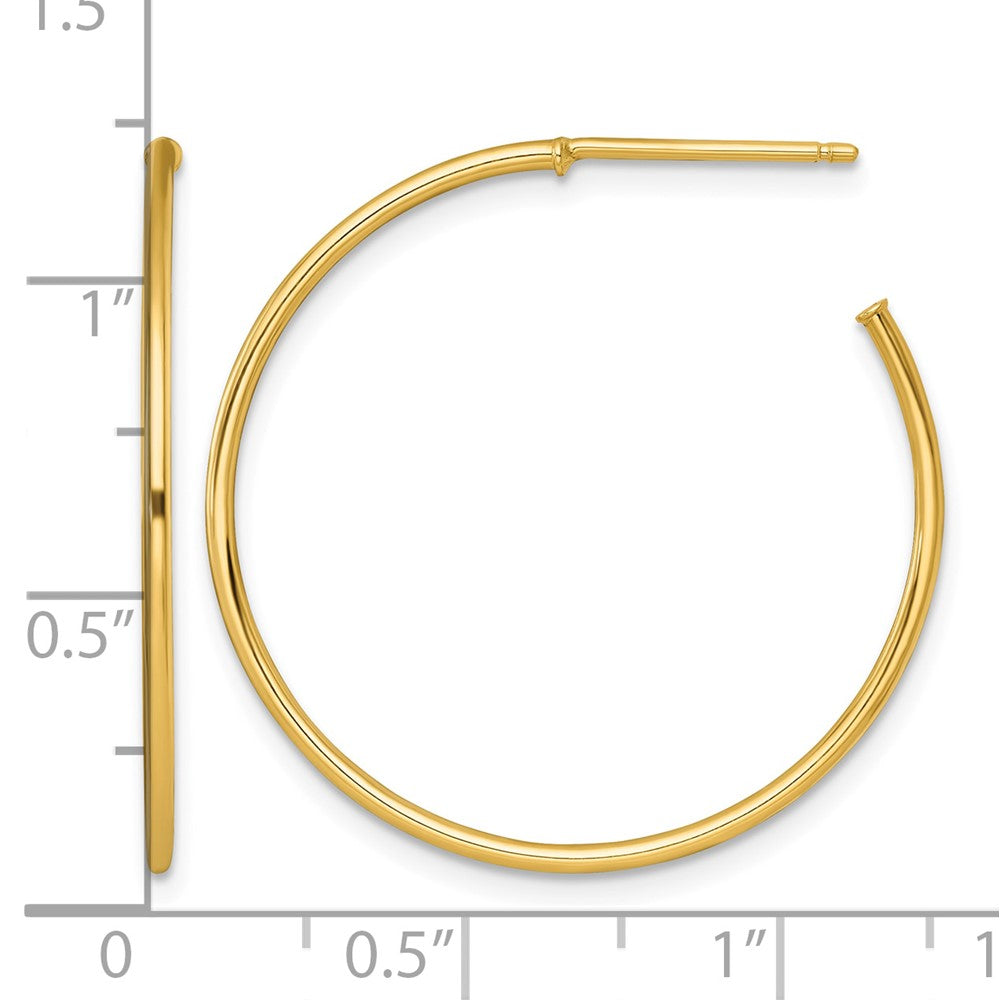 14k 1.2 x 30mm Polished Post Hoop Earrings