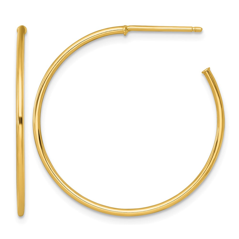 14k 1.2 x 30mm Polished Post Hoop Earrings