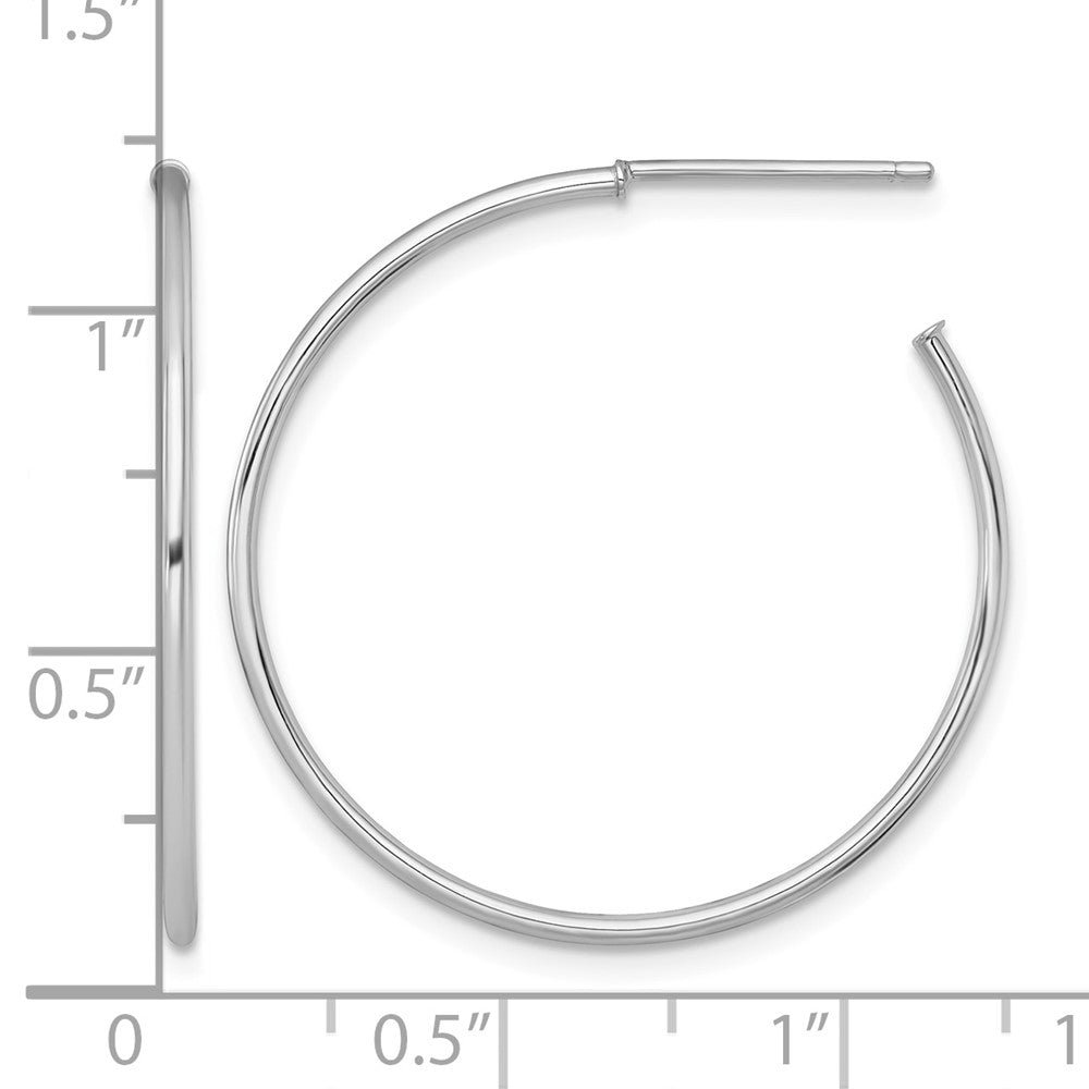 14k White Gold 1.2 x 30mm Polished Post Hoop Earrings