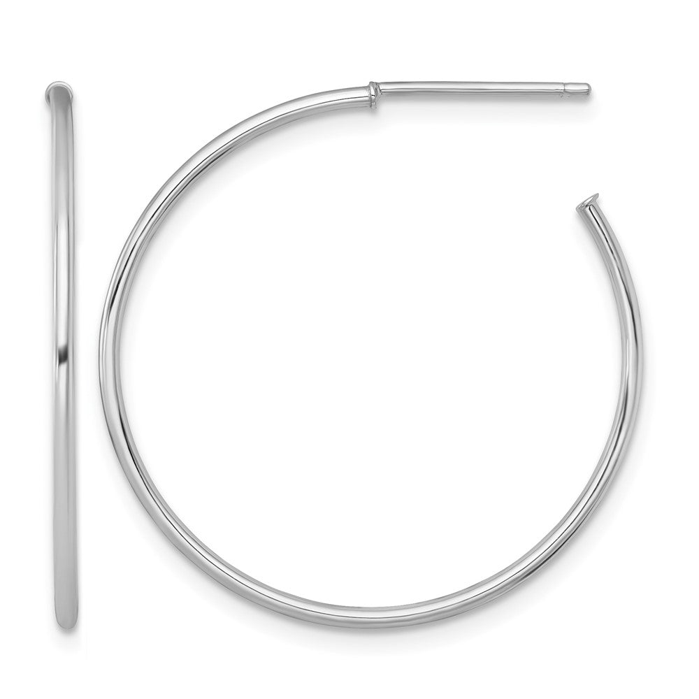 14k White Gold 1.2 x 30mm Polished Post Hoop Earrings