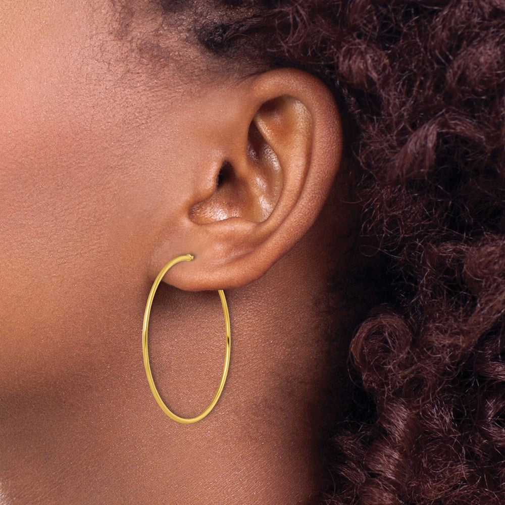 14k 1.2 x 40mm Polished Post Hoop Earrings
