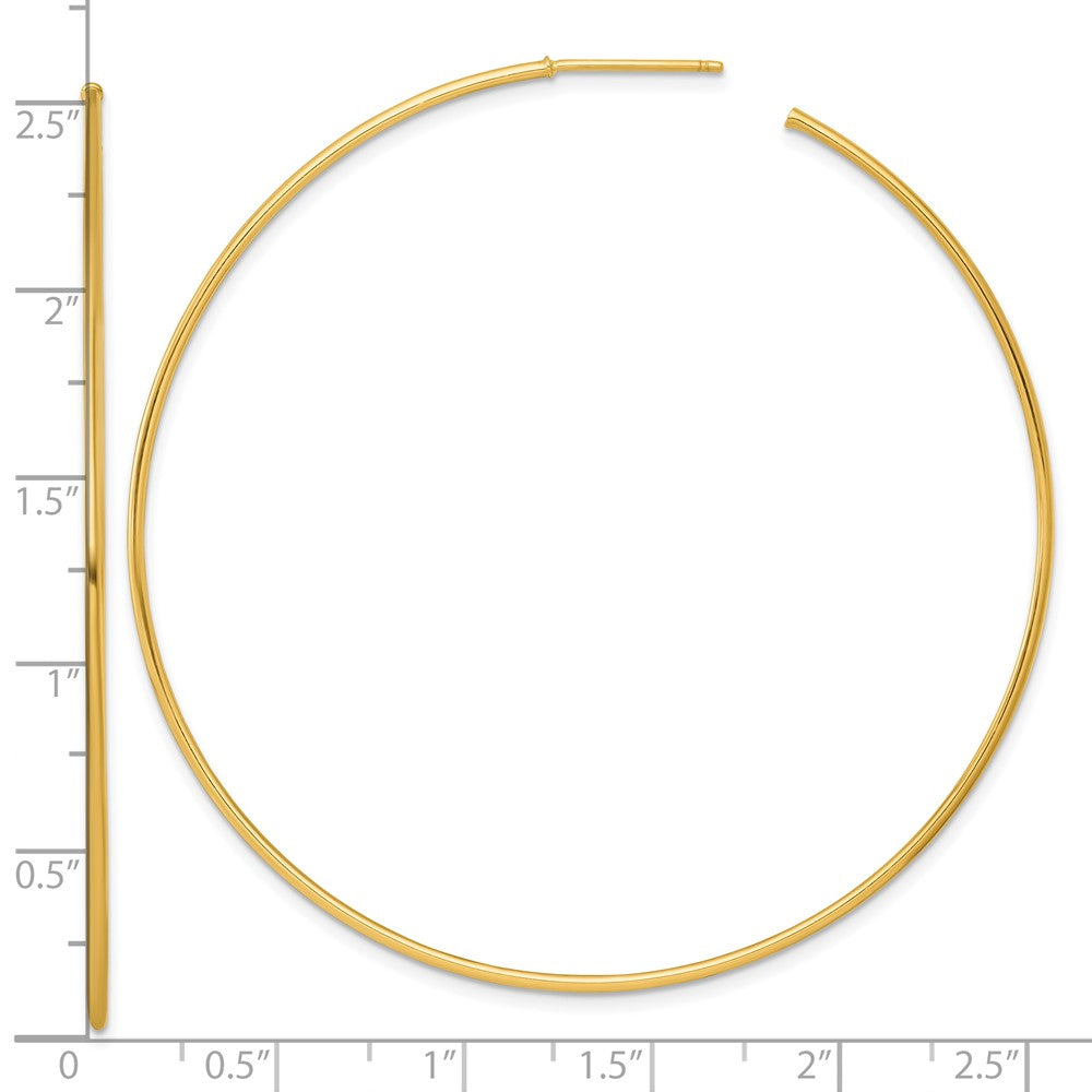 14k 1.2 x 65mm Polished Post Hoop Earrings